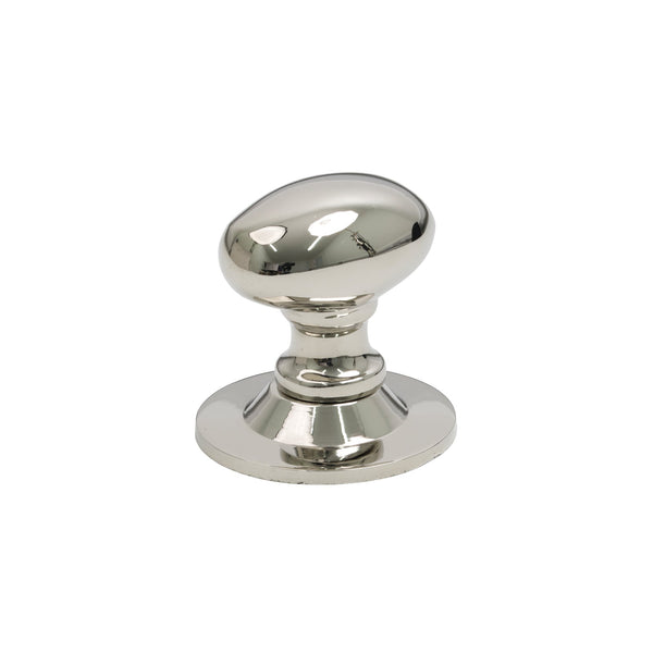 SHOW 33mm Satin Chrome Oval Cabinet Knob on Rose