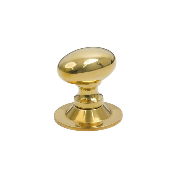 SHOW 33mm Polished Brass Oval Cabinet Knob on Rose