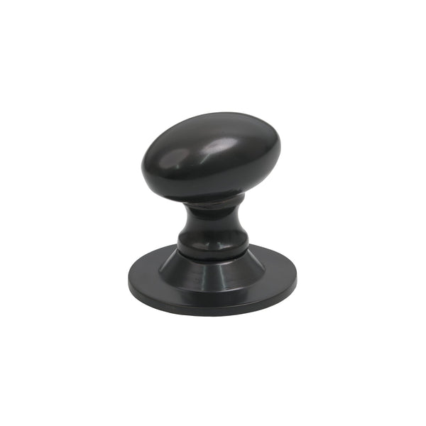 SHOW 33mm Matt Black Oval Cabinet Knob on Rose