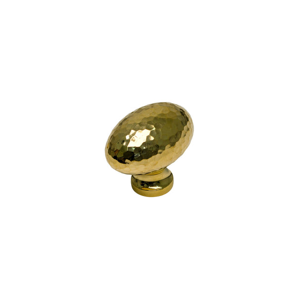   Image of 38mm Unlacquered Brass Hammered Victorian Oval Cabinet Knob