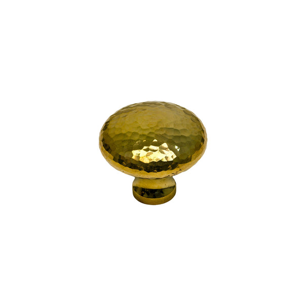   Image of 38mm Unlacquered Brass Hammered Victorian Round Cabinet Knob