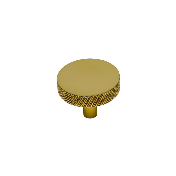   Image of 38mm Unlacquered Brass Knurled Disc Cabinet Knob