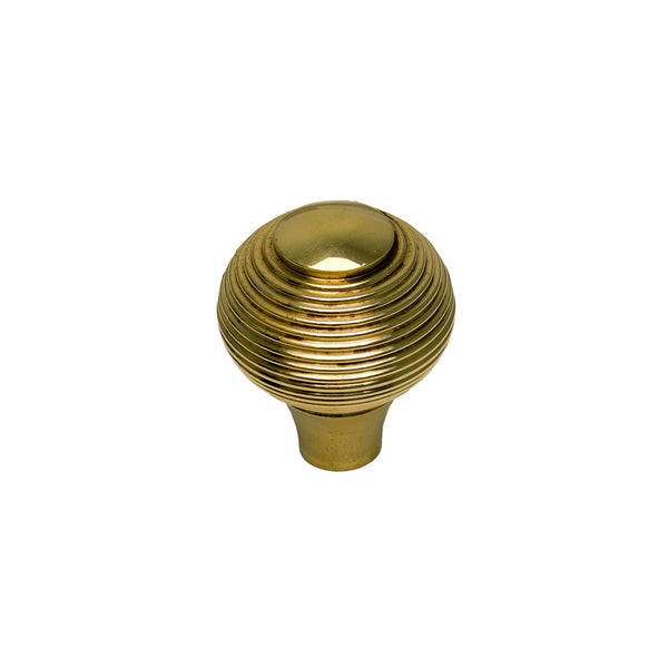   Image of 38mm Unlacquered Brass Reeded Cabinet Knob