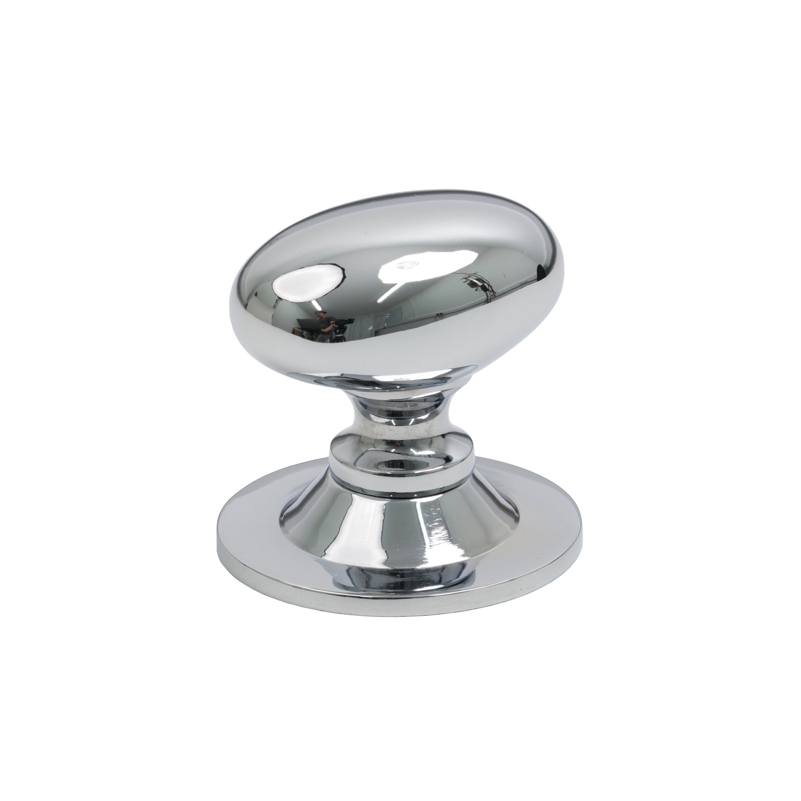 SHOW 40mm Polished Nickel Oval Cabinet Knob on Rose