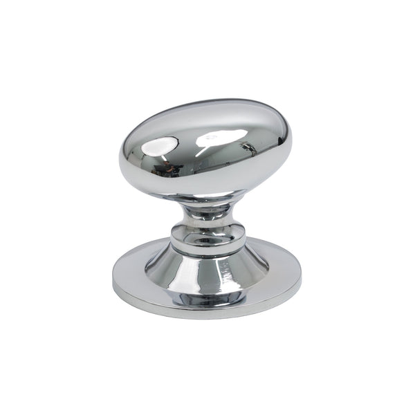 SHOW 40mm Polished Nickel Oval Cabinet Knob on Rose