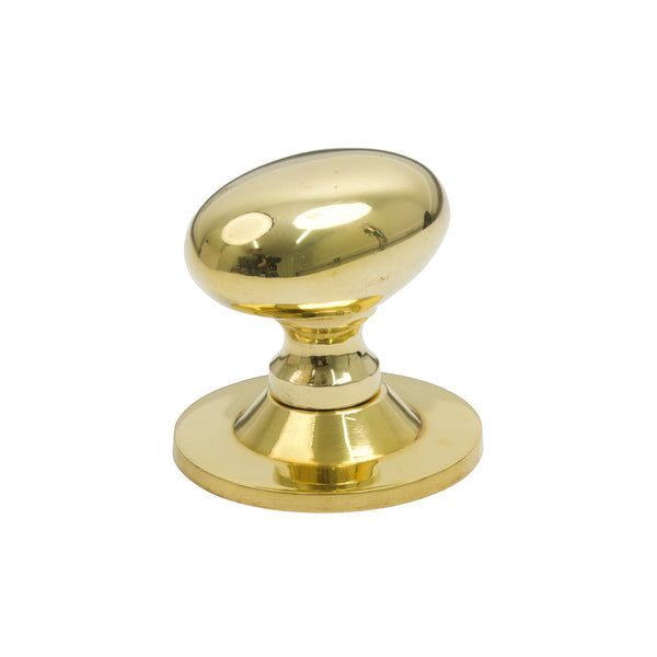 SHOW 40mm Polished Brass Oval Cabinet Knob on Rose