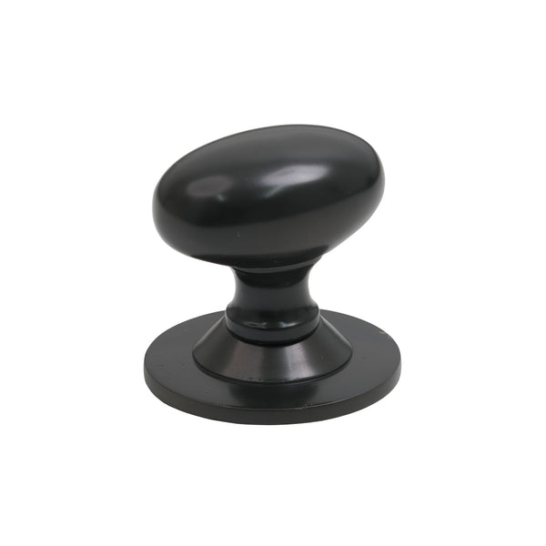 SHOW 40mm Matt Black Oval Cabinet Knob on Rose