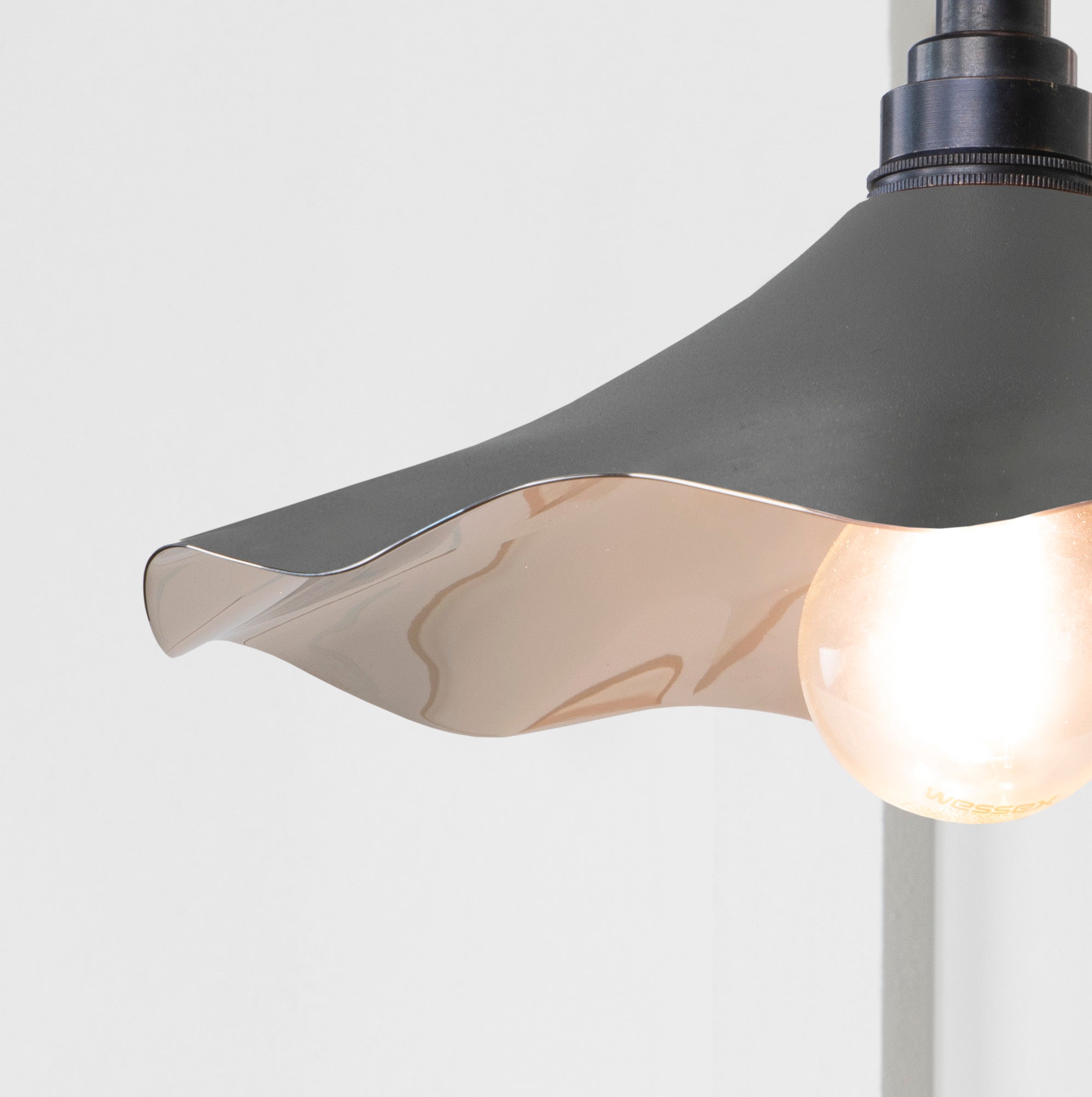 SHOW SHOW Close Up Image of Flora Wall Light in Bluff with Polished Nickel Finish