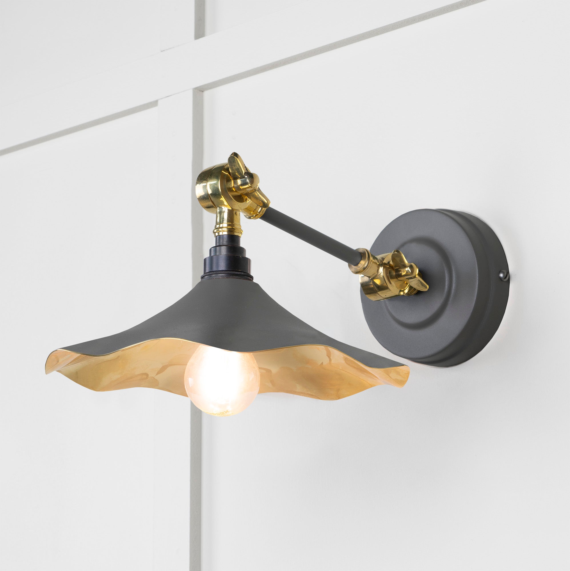 Image of Flora Wall Light in Bluff with Polished Brass Finish