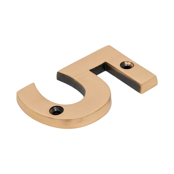 SHOW Polished Bronze Front Door Number 5