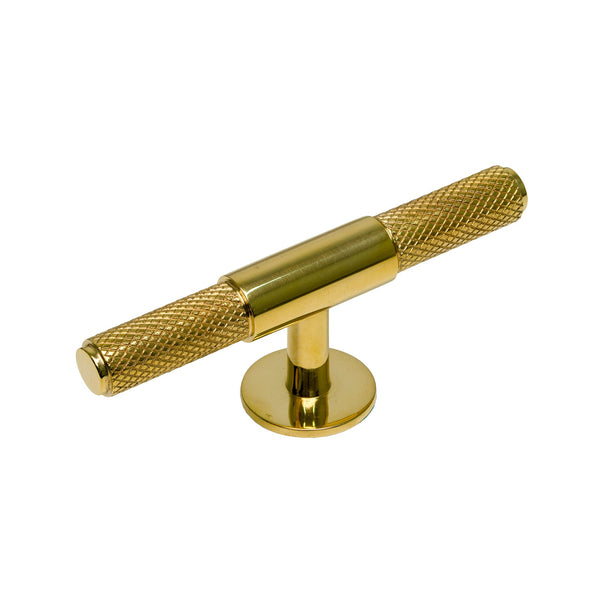   Image of 90mm Unlacquered Brass Knurled Fountain Cabinet Knob
