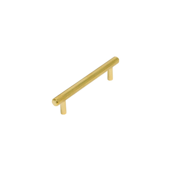   Image of 96mm Unlacquered Brass Knurled Cabinet Pull Handle