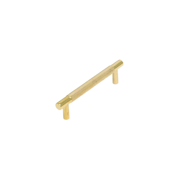   Image of 96mm Unlacquered Brass Partial Knurled Cabinet Pull Handle
