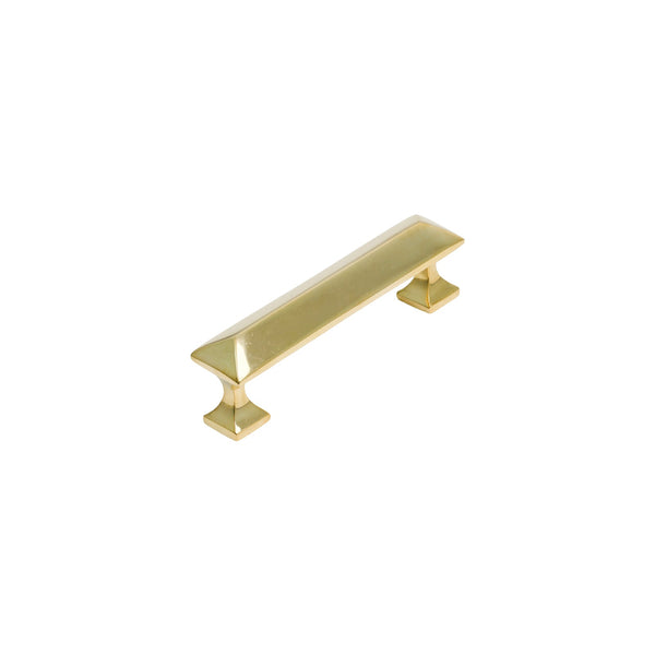   Image of 96mm Unlacquered Brass Pyramid Cabinet Pull Handle