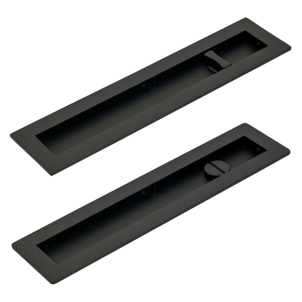 SHOW 250mm Aged Bronze Plain Rectangular Flush Pull - Privacy Set