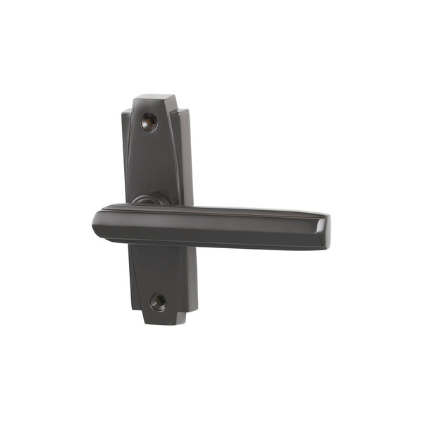 SHOW Aged Bronze Art Deco Lever on Rose Handles