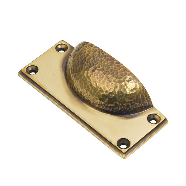 SHOW Antique Brass Hammered Art Deco Drawer Pull