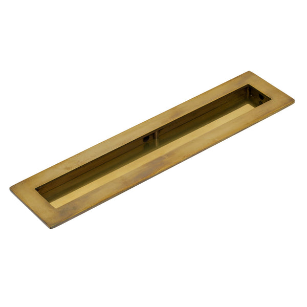 SHOW 250mm Antique Brass Plain Rectangular Flush Pull 