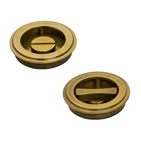 SHOW Antique Brass Art Deco Round Pull - Privacy