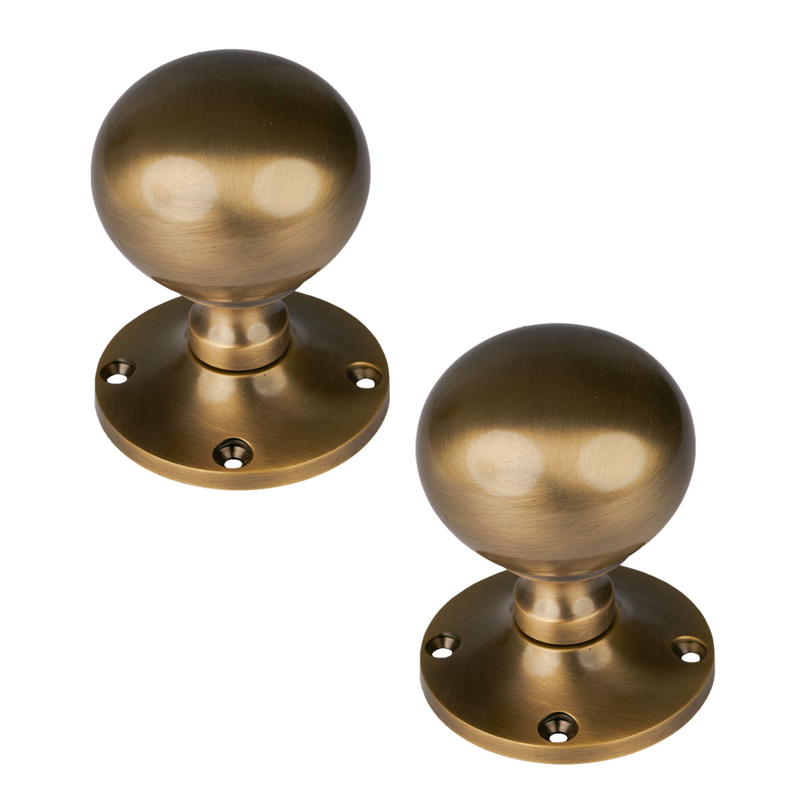 Westminster Door Knob on Rose in Aged Brass finish