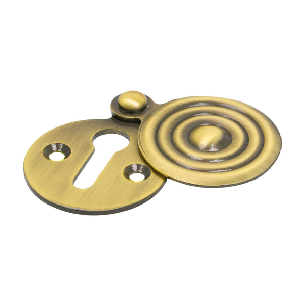 SHOW Image of Reeded Covered Escutcheon in Aged Brass finish