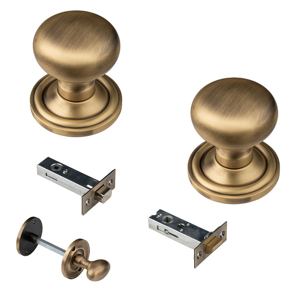 mushroom antique brass door knob 