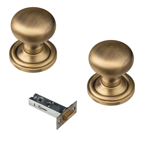 mushroom antique brass door knob 