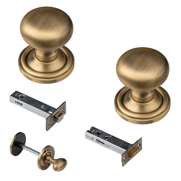 mushroom antique brass door knob 