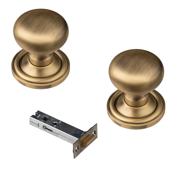 mushroom antique brass door knob 