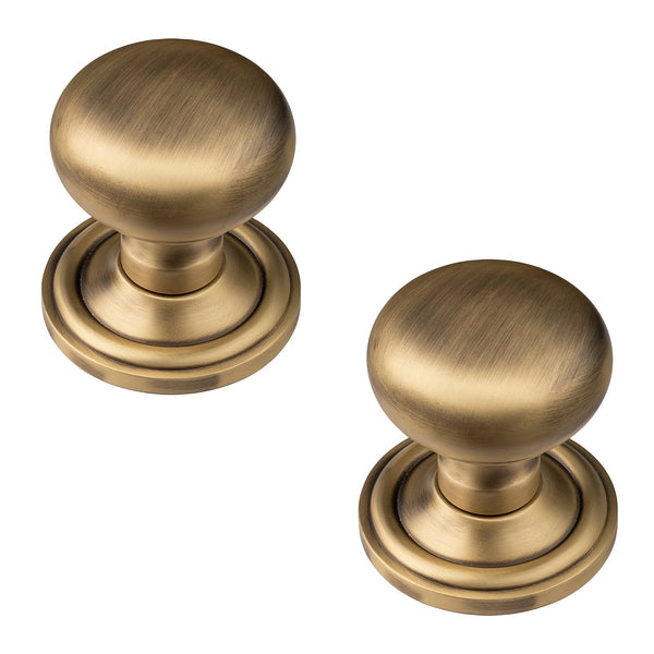 mushroom antique brass door knob 