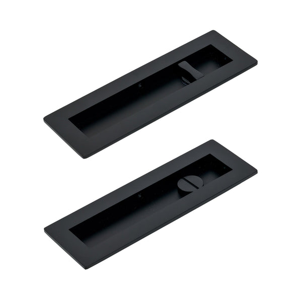 SHOW 175mm Matt Black Plain Rectangular Flush Pull - Privacy Set
