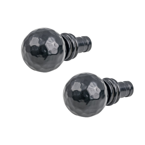 SHOW Black Hammered Ball Curtain Finial - Pair
