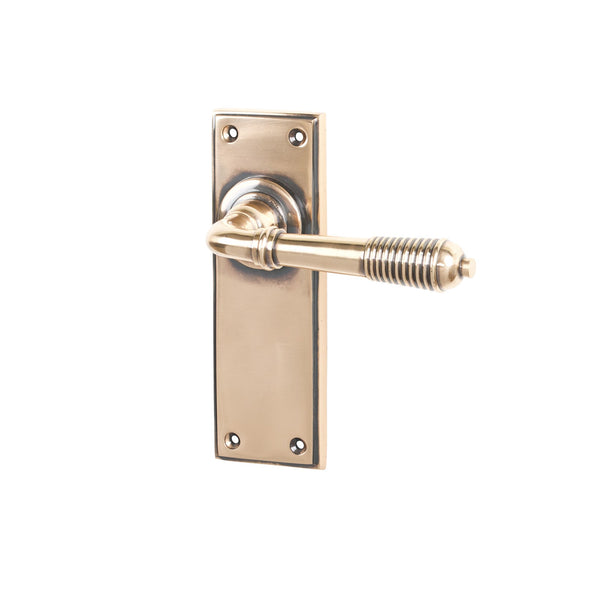 SHOW Polished Bronze Lock Reeded Lever Handles