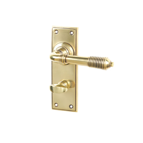 SHOW Antique Brass Bathroom Reeded Lever Handles