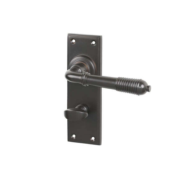 SHOW Aged Bronze Bathroom Reeded Lever Handles