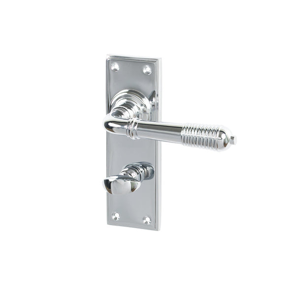 SHOW Polished Chrome Bathroom Reeded Lever Handles