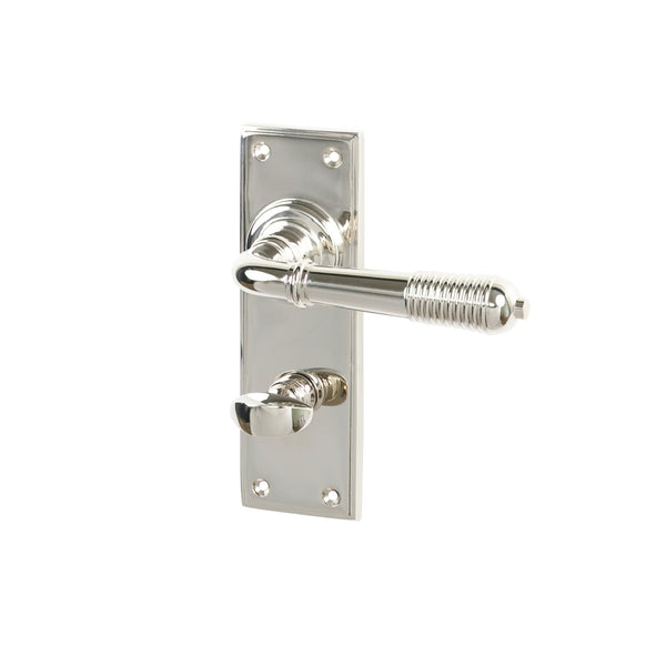 SHOW Polished Nickel Bathroom Reeded Lever Handles