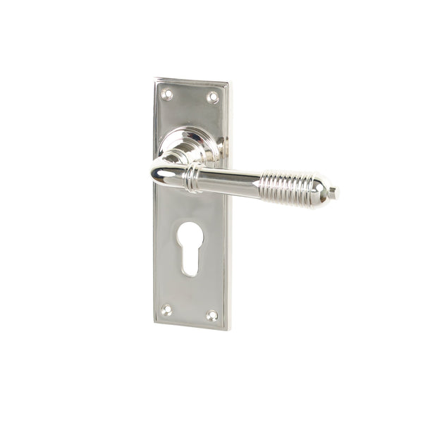 SHOW Polished Nickel Euro Reeded Lever Handles