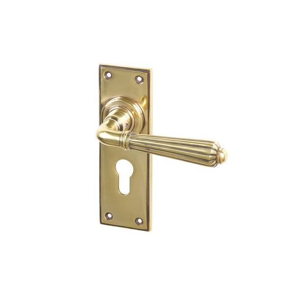 SHOW Antique Brass Euro Hammered Newbury Lever Handles
