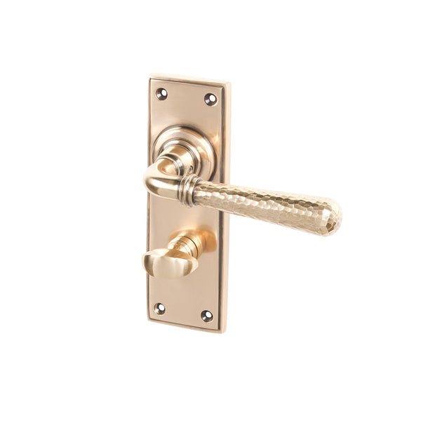 SHOW Polished Bronze Bathroom Hammered Newbury Lever Handles