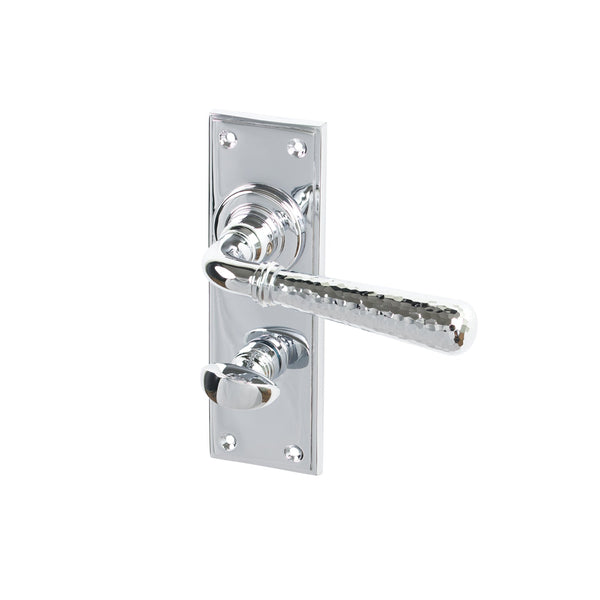 SHOW Polished Chrome Bathroom Hammered Newbury Lever Handles
