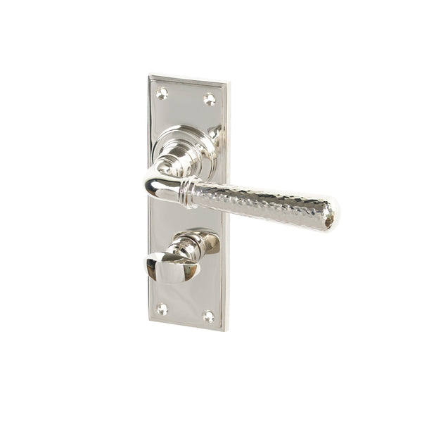 SHOW Polished Nickel Bathroom Hammered Newbury Lever Handles