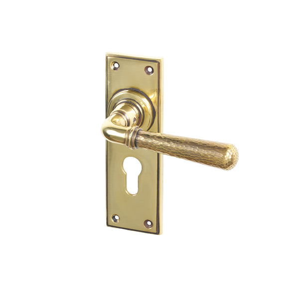 SHOW Antique Brass Euro Hammered Newbury Lever Handles