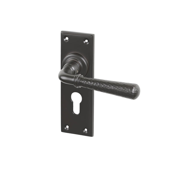 SHOW Aged Bronze Euro Hammered Newbury Lever Handles
