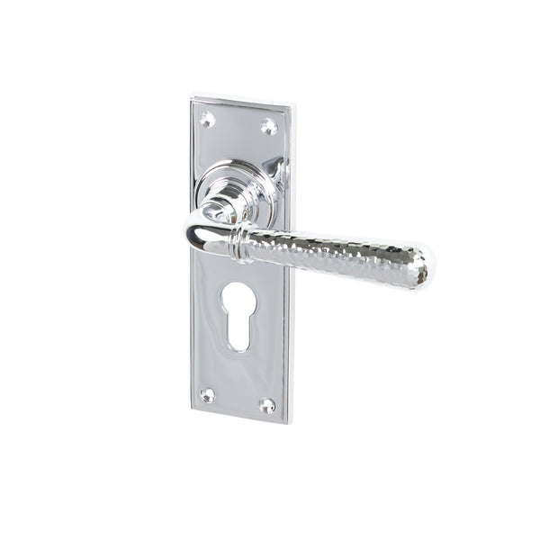 SHOW Polished Chrome Euro Hammered Newbury Lever Handles