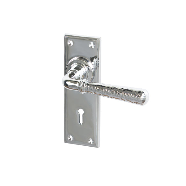 SHOW Polished Chrome Lock Hammered Newbury Lever Handles