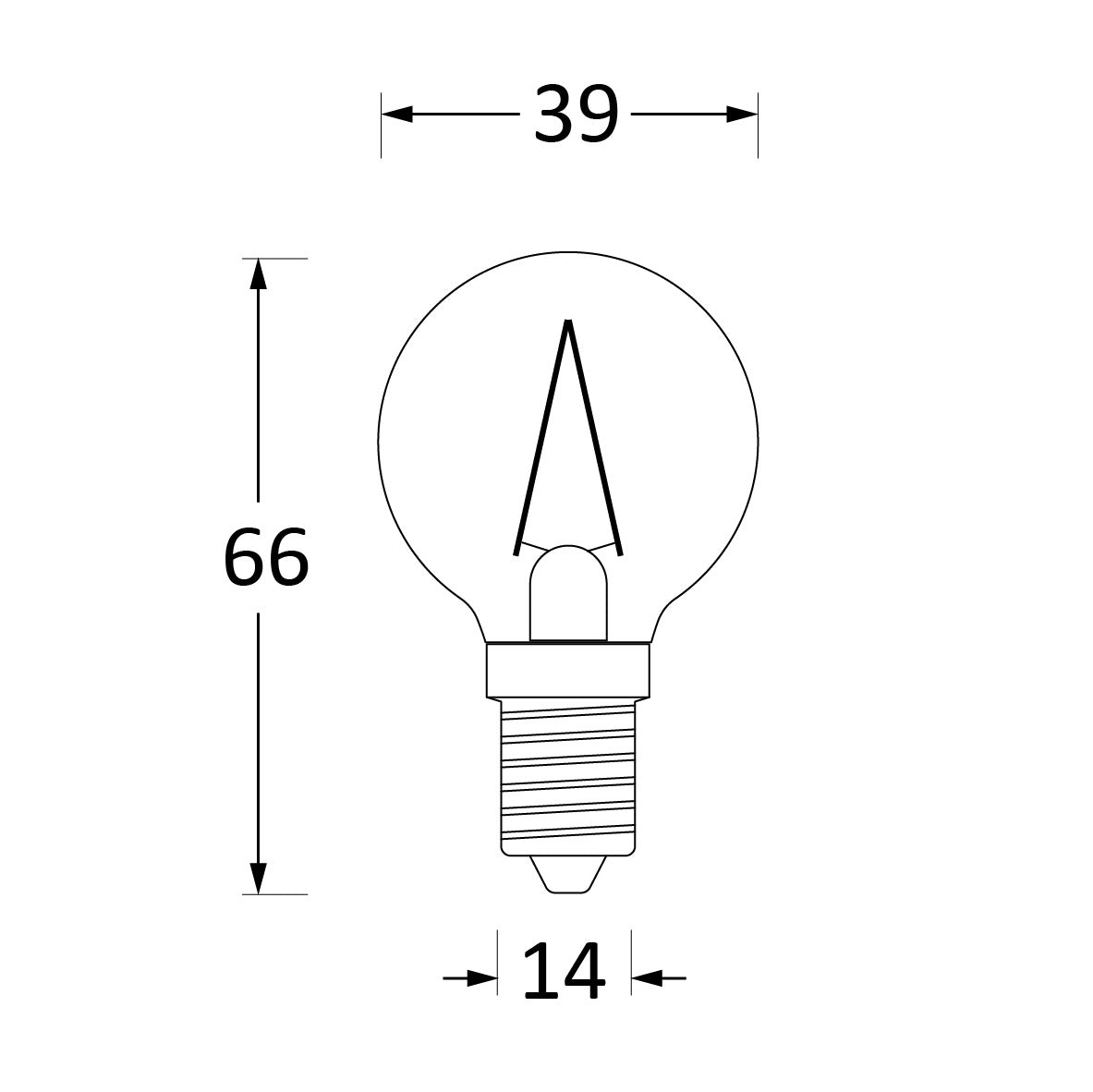SHOW Technical Drawing of Ball LED Light Bulb