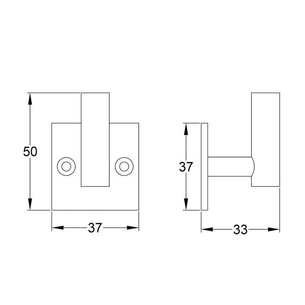  Technical Drawing of Hammered Single Coat Hook