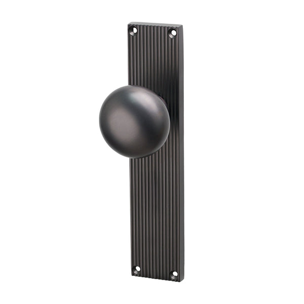 SHOW Image of Matt Bronze Victoria on Reeded Backplate Latch Handles