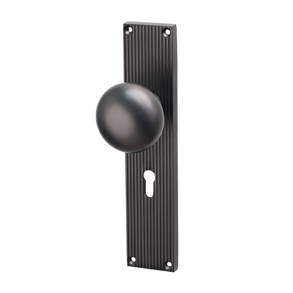 SHOW Image of Matt Bronze Victoria on Reeded Backplate Lock Handles
